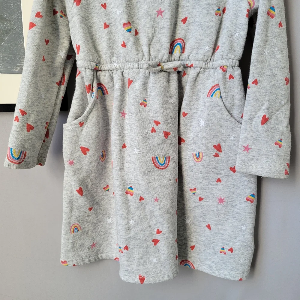 Old Navy Girl's Rainbow Heart Elastic Waist Fleece Lined‎ Dress 4T